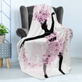 thumbnail image 4 of Latin Soft Flannel Fleece Blanket, Silhouette of a Woman Dancing Samba Salsa Latin Dances Spain and Mexico Culture Print, Cozy Plush for Indoor and Outdoor Use, 70" x 90", Pink Black, by Ambesonne, 4 of 5