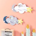 thumbnail image 3 of Coofit Wall Key Holder Wooden Star Moon Cloud Wall Mounted Coat Rack Clothes Hook, 3 of 10
