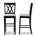 thumbnail image 4 of Modern Bar Stool Set of 2, Grey Fabric Upholstery & Espresso Wood Finish, 4 of 7