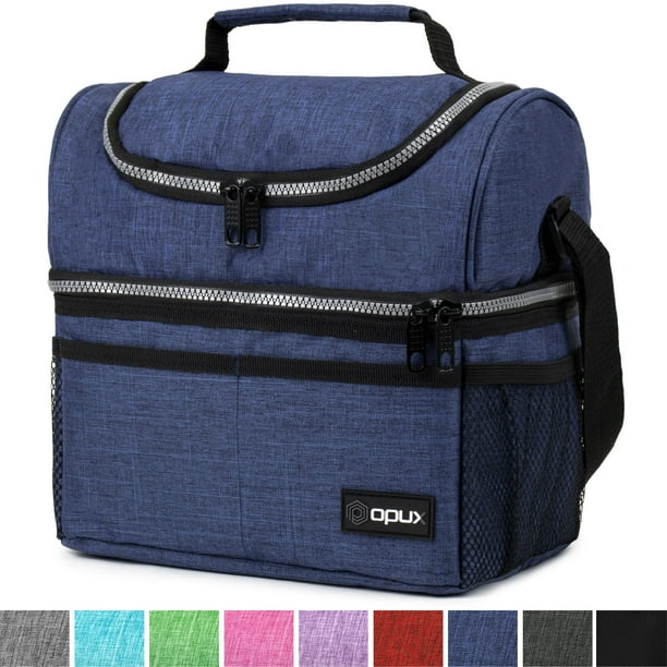 Insulated Dual Compartment Lunch Bag for Men, Women Double Deck