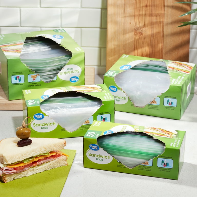 Great Value Double Zipper Sandwich Bags, 200 Count, 6.5x5.875 inch