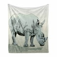 thumbnail image 1 of Animal Soft Flannel Fleece Blanket, Wild Animals Themed Creature Illustration Tropical Nature Safari Artwork, Cozy Plush for Indoor and Outdoor Use, 60" x 80", Pale Green Baby Blue, by Ambesonne, 1 of 6