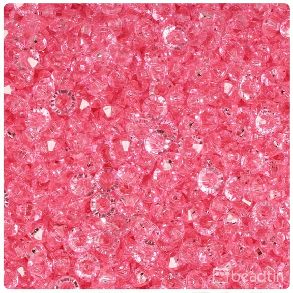 BeadTin Pink Transparent 6mm Faceted Rondelle Craft Beads (1350pcs)
