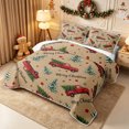thumbnail image 3 of Erosebridal Christmas Truck Bed Spread Queen 3pcs,Merry Holiday Queen Coverlet Set,Brown,1 Quilt and 2 Pillowcases, 3 of 7