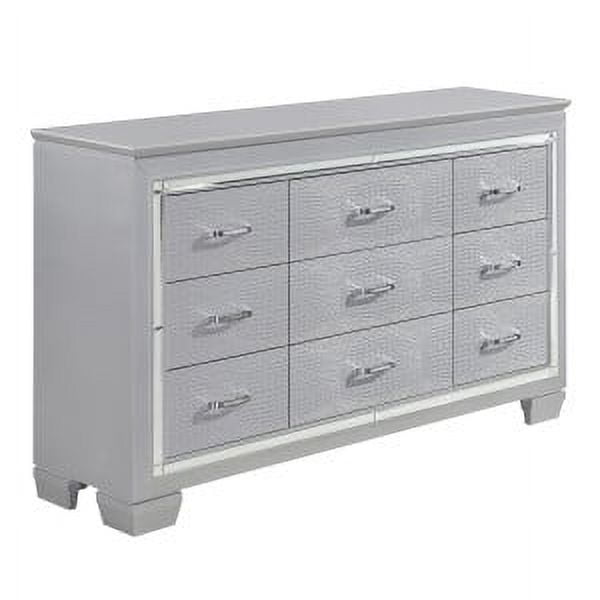 Homelegance 1916-5 Allura Collection Dresser, Silver - 63.75 x 17 x 39 in.