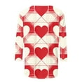 thumbnail image 4 of Craaazy Women's Casual Heart Prints Crewneck 3/4 Sleeve Loose Valentine Shirts for Her Gifts, 4 of 5