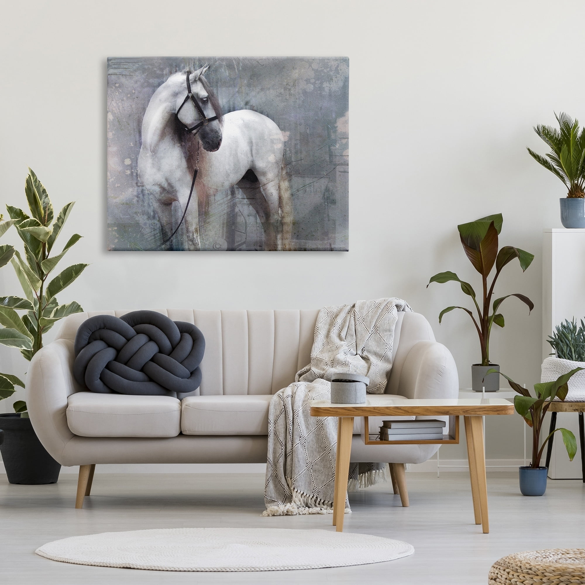 Stupell Industries Abstract Grey Horse Stallion Animals & Insects Painting Gallery Wrapped Canvas Print Wall Art