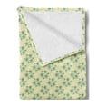 thumbnail image 2 of Leaves Soft Flannel Fleece Throw Blanket, Foliage and Flower Arrangement on a Hand Drawn Dotted Pale Background, Cozy Plush for Indoor and Outdoor Use, 50" x 60", Fern Green and Beige, by Ambesonne, 2 of 5