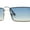 Gold / Blue Yellow, variant on Minimal Rimless Slim Rectangle Classy Gradient Lens Sunglasses Silver Smoke
