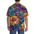 thumbnail image 3 of Balery Psychedelic Sunflowers Camisa Casual de Manga Corta con Botones para Hombre, Texturizada, Estilo Cubano, para Playa, Verano-XX-Large, 3 of 5