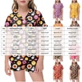 thumbnail image 3 of NIEWTR Halloween Pajamas Girls Pumpkin Ghost Print Short Sleeve Button Down Girls PJS Kids Sleepwear Nightwear Loungewear Set Kids Pajamas Girls, 3 of 5