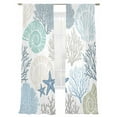 thumbnail image 2 of Coral Sea Snail Starfish Sheer Curtains 96 Inches Long 2 Panels Green Blue Costal Pattern Light Filtering Semi Sheer Window Curtains Drapes for Bedroom Living Room 52"x96", 2 of 7