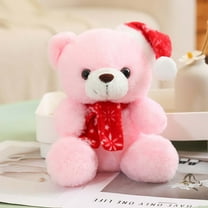 Christmas Gift Teddy Bear, Christmas Plush toy, Cute Bear Doll with Santa Hat and Scarf, Soft and Cuddly Holiday Decoration, 20cm Size, Lightweight and High Elastic Filling, Perfect Festive Gift