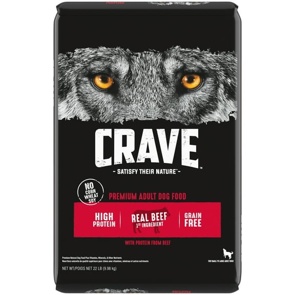 Crave Grain Free Adult Dry Dog Food With Protein From Beef, 22 Lb. Bag