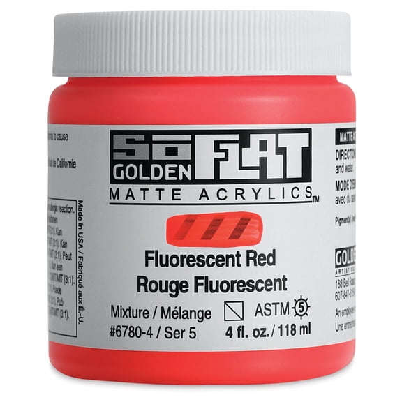 Golden SoFlat Matte Acrylic Paint - Fluorescent Red, 118 ml, Jar