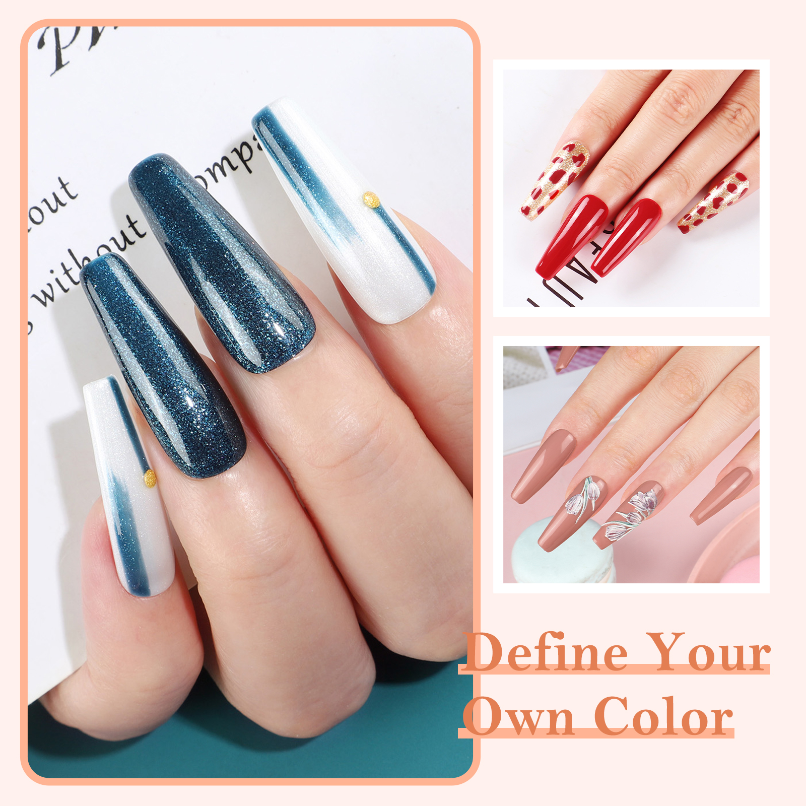 COSCELIA Gel Nail Polish Kit with U V Light 20pc Gel Polish 3pc Poly Nail Gel Glitter Decoration Powders Nail Stickers Gift for Women
