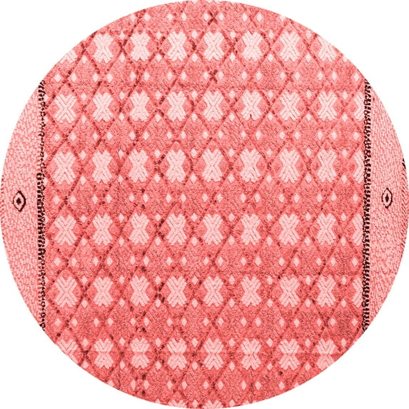 Ahgly Company Indoor Round Abstract Red Modern Area Rugs, 5' Round
