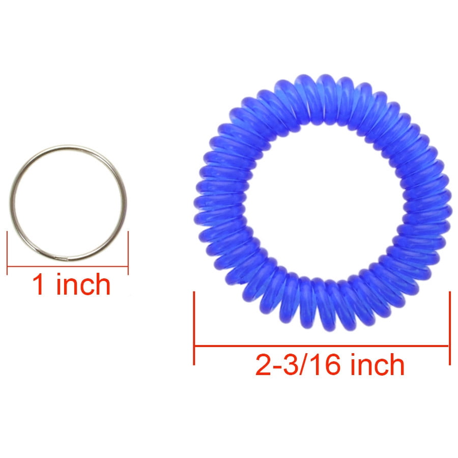 Aspire 50 Pcs Stretchable Plastic Bracelet Wrist Coils, Spiral Wrist Band Key Ring Key Holder (Black)