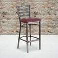 thumbnail image 3 of Flash Furniture 2 Pk. HERCULES Series Silver Antique Finish with Clear Coat Ladder Back Metal Restaurant Barstool - Burgundy Vinyl Seat, 3 of 8