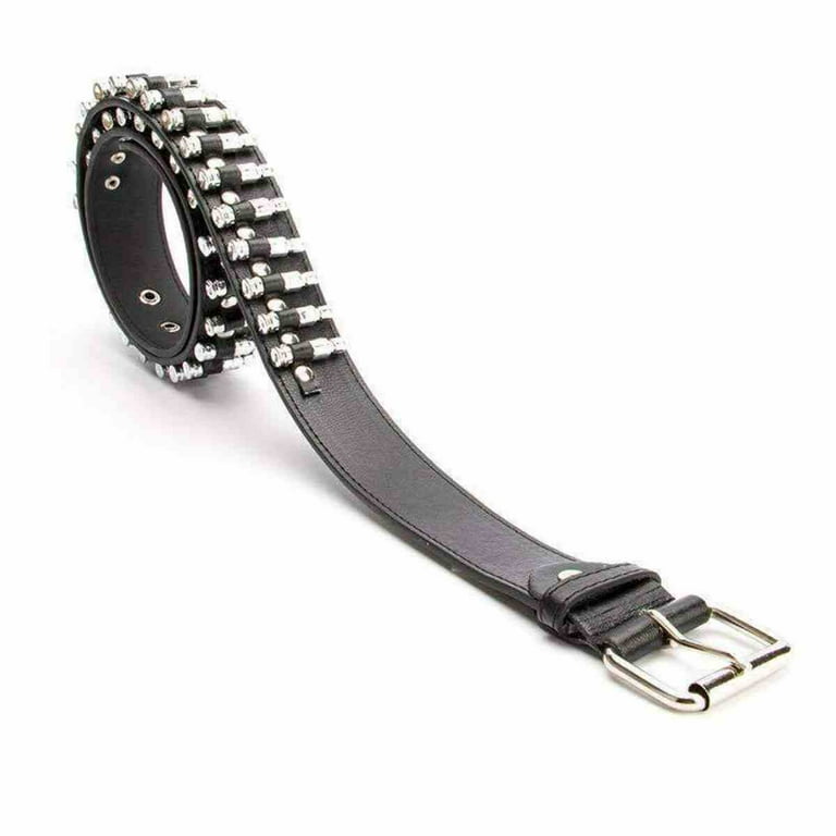 Fsjzc Men and Women Leather Rock Belt with Silver Bullet Fsjzc Men and Women Leather Rock Belt with Silver Bullet