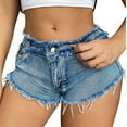 thumbnail image 2 of QIPOPIQ Clearance Low Waist Raw Trim Denim Shorts Y2K Jean Shorts Women's Pocket Solid Jeans Denim Button Fly Ripped Raw Hem Casual Denim Mini Shorts,S, 2 of 9