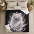 thumbnail image 5 of Celestial White Cat Night Sky, Peaceful Pet Portrait Pattern, Warm Flannel Blanket for Living Room and Bedroom, Cat Lovers Just Because Gift, Pet Lover Home Decor, 5 of 9