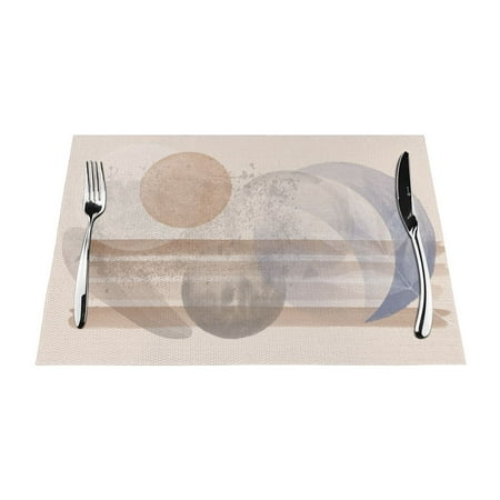 

ZNDUO Placemats 1 PCS Heat Resistant Stain Resistant Woven PVC Insulation Placemats Durable Washable Elegant Table Mats for Dining-Boho Planet Circle Art 18 x12