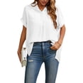 thumbnail image 3 of SAYOO , camisetas de manga corta para mujer, Color sólido/estampado, verano, cuello en V, blusas casuales sueltas, blusa, ropa de calle SAYOO Moda, 3 of 9