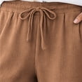 thumbnail image 6 of Women's 100% Cotton Solid Loose Fit Drawstring Pants with Pockets, Mid Waisted Elastic Casual Trousers, Lounge Work Wear | VerBelle,Coffee 3XL, 6 of 9