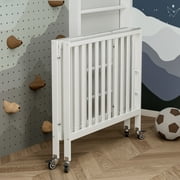 Fizzy Baby Foldable Baby Crib with Wheels Portable Baby Bed Travel Crib, White