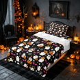 thumbnail image 3 of Homewish Halloween Cute Ghost Pumpkin Twin Sheets, Bat Skull Candy Bedding, Black Orange White, 3-Piece (1 Flat Sheet, 1 Fitted Sheet and 1 Pillowcase), 3 of 6