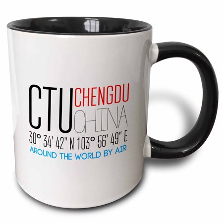 3drose Text Ctu Chengdu China Coordinates. Around the World by Air 15oz Two-tone Black Mug