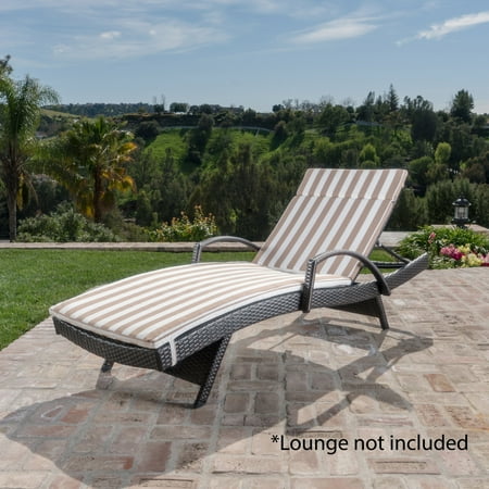 Anthony Outdoor Chaise Lounge Cushion Brown And White Stripe Anthony Outdoor Chaise Lounge Cushion Brown And White Stripe