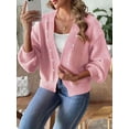 thumbnail image 3 of Chunky Cardigan Sweaters for Open Front Cardiagn Casual Soft Knitted Business Sweaters Pink S, 3 of 6