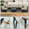 thumbnail image 4 of 14-Piece UV Resistant Outdoor Cushion Covers Set for 6-Seater Wicker Rattan Sectional Sofa, Water-Resistant Zipper Back & Seat Slipcovers, Khaki (Covers Only), 4 of 9