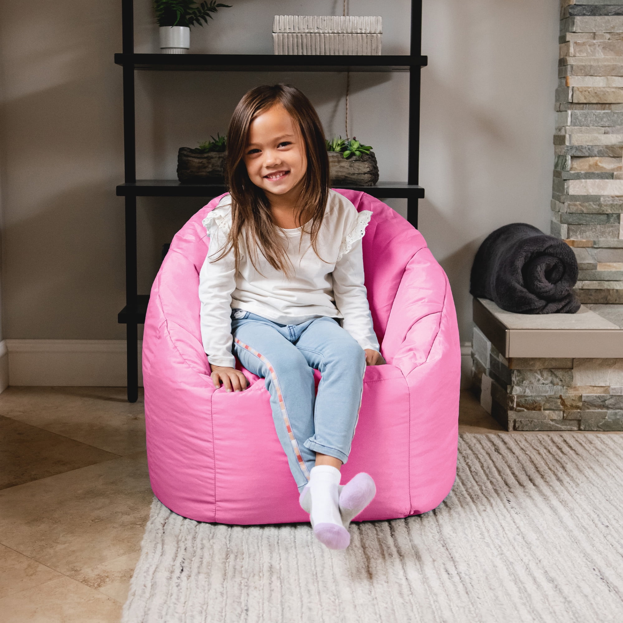 Big Joe Joey Junior Kids Bean Bag Chair, 1.5 Feet, Durable Polyester Nylon Blend, Cashmere Rose