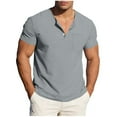 thumbnail image 2 of Neewe Men's Muscle Slim Henley Shirts Crewneck Longline T-Shirt Gym Workout Athletic Shirt Tees with Button, 2 of 8