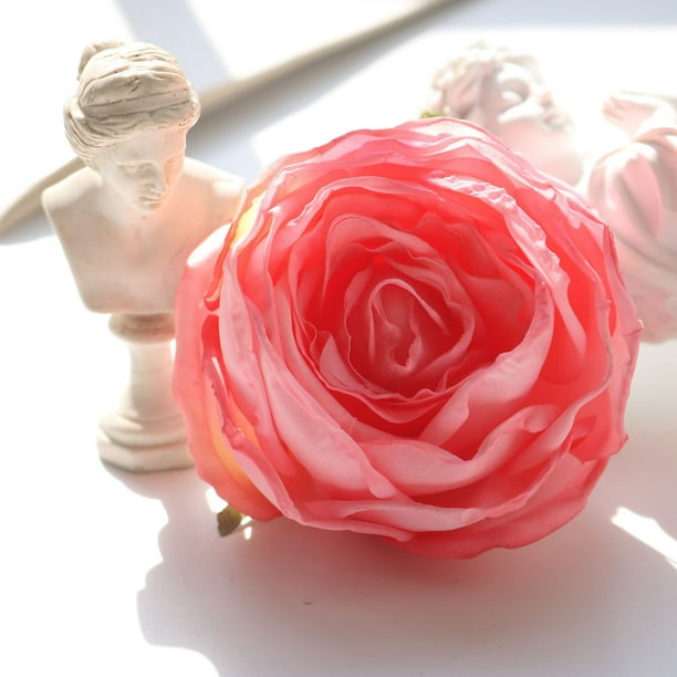 Flores de seda artificial, Decoración de brotes de rosa falsos DIY, Rosa profundo