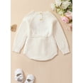 thumbnail image 4 of Elippeo Autumn Infant Baby Girl Knit Jumpsuit 6M 9M 12M 18M 24M Flower Embroidery Long Sleeve Drawstring Waist Romper Fall Clothes, 4 of 10