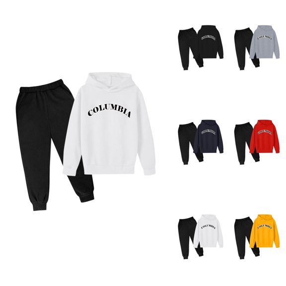 City Letter Printed Hoodie Set for Kids, Boys' 2-Piece Athletic Tracksuit with Los Angeles Graphic, Hooded Sweatshirt and Jogger Sweatpants
