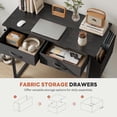 thumbnail image 3 of Kelno 32 Inch Small Desk Computer Desk with 2 Fabric Drawer Storage Bag Iron Hook Gaming Writing Table, Black, 3 of 8
