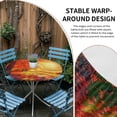 thumbnail image 2 of Fall Thanksgiving Round Tablecloth for 45-54 Inch Tables,Fitted Table Cover with Elastic Edge,Red Orange Sunrise Forest Autumn Waterproof Outdoor Table Cloth Protector for Patio Garden Dinner Picnic, 2 of 9