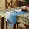 thumbnail image 3 of Table Runner Dresser Scarves Christmas Snowman Xmas Tree Cotton Linen Burlap Table Cover Winter Snowflake on Blue Table Runners for Family Kitchen Dining Holiday Party Banquet Decor, 3 of 5