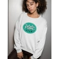 thumbnail image 2 of Cool Green Sticker And Quote Sweatshirt Women -Image by Shutterstock, Female x-Large, 2 of 4