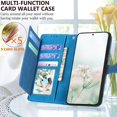 thumbnail image 3 of for Galaxy S21 5G Phone Case Wallet,S21 5G Wallet Case for Women,Emboss PU Leather Protective Cover Magnetic Wrist Strap Zipper Card Holder Flip Phone Case for Samsung Galaxy S21 5G (Blue), 3 of 7