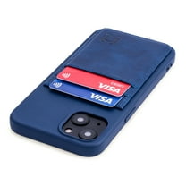 Dockem iPhone 13 Wallet Card Case; Built-in Metal Plate for Magnetic Mounting, 2 Card Holders, Silicone Exec M2T [Navy/Navy]