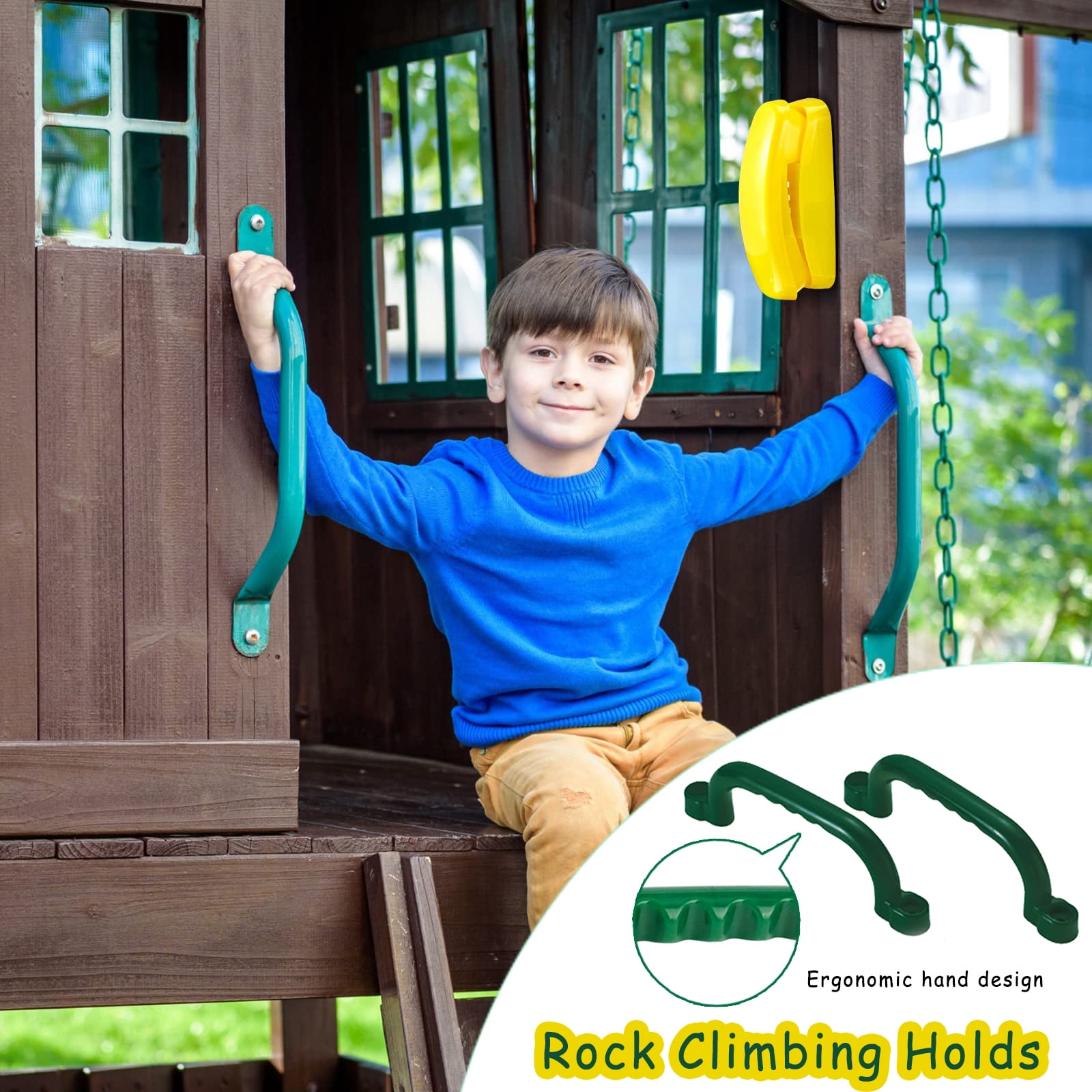 Celawork 25 Pcs Tree Climbing Rocks with rope, Climbing Hold for Kids Outdoor, Playground Swing Set for Indoor Play Set and Outdoor Tree House