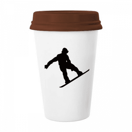 

Jumping Skateboarding Sport Black Outline Mug Coffee Drinking Glass Pottery Cerac Cup Lid