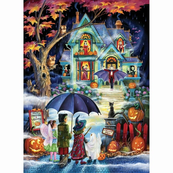 Vermont Christmas Company Fright Night Jigsaw Puzzle - 1000 Piece Halloween Puzzles for Adults with Randomly Shaped Pieces - Fully Interlocking Halloween Puzzles 1000 Pieces (26 5/8" x 19 1/4")
