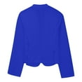 thumbnail image 4 of ClodeEU Women's Work Office Croped Blazer Jacket ,Sleeve Long Collarless, Work Office Cardigan Suit Jacket Blue,Womens Plus XL, 4 of 6
